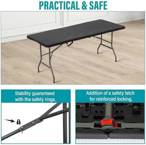 FDW | 6FT Folding Table | Black Ratten | Portable Plastic Table