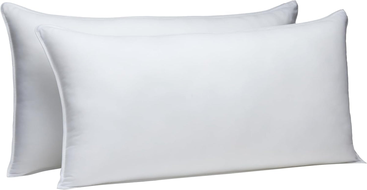 Amazon Basics Down Alternative Bed Pillows, Medium Density For Back and Side Sleepers, King, 2-Pack, White, 36 in L x 20 in W