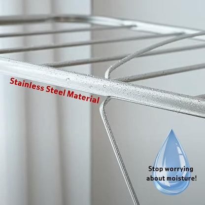 TRES BELLE 25NEW Stainless Steel Clothes Drying Rack(M)–Foldable,Lightweight,No-Slip Rods,Made in Korea,Indoor & Outdoor Use,Rust-Resistant,Towels,Underwear,Baby Clothes Drying–M Sizes