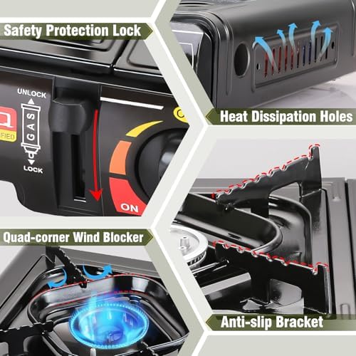 BESTFIRE Portable Dual Fuel Camping Stove - 10,000 BTU Butane and Propane Stove with Adapter & Case - Single Burner Gas Stove for Outdoor Cooking, Tailgating & Emergency
