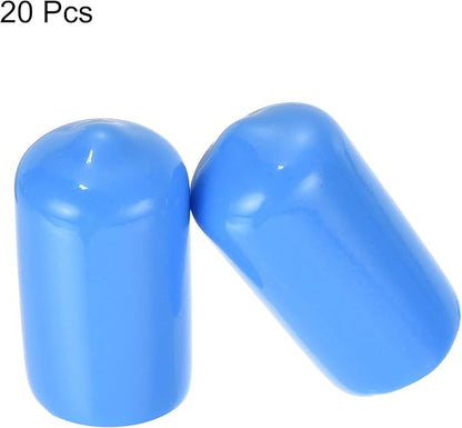 uxcell 20pcs Rubber End Caps 12mm(1/2 inch) ID Vinyl Round Tube Bolt Cap Cover Screw Thread Protectors Light Blue