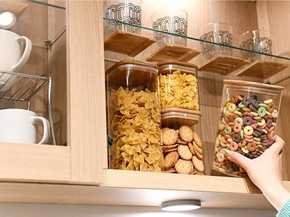 Glass Food Storage Jars Square 51oz, 3 Pack Glass Jars With Bamboo Lids, Kitchen Storage Containers For Spice, Candy, Cookie, Storage For Pantry Organizers
