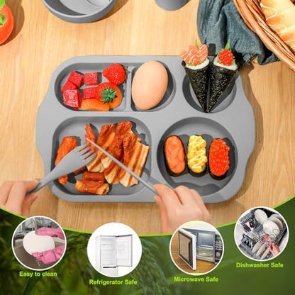 Honoson 24pcs Wheat Straw Dinnerware, Unbreakable, Dark Color