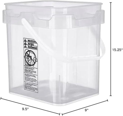 House Naturals Clear Food Grade Made in USA Plastic Bucket with lids, (Pack of 3) (5 Gallon)