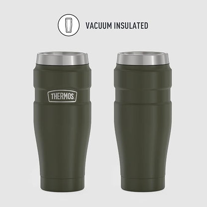 THERMOS Stainless King Vacuum-Insulated Travel Tumbler, 16 Ounce, Army Green (Pack of 4)