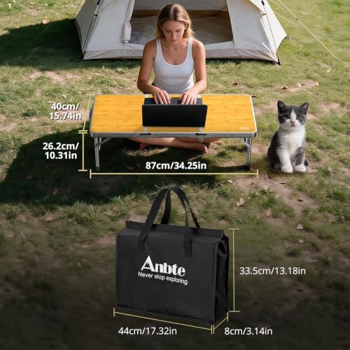 Anbte 34.2" x 15.7" Small Low Folding Picnic Table, 10.3" Height, Yellow