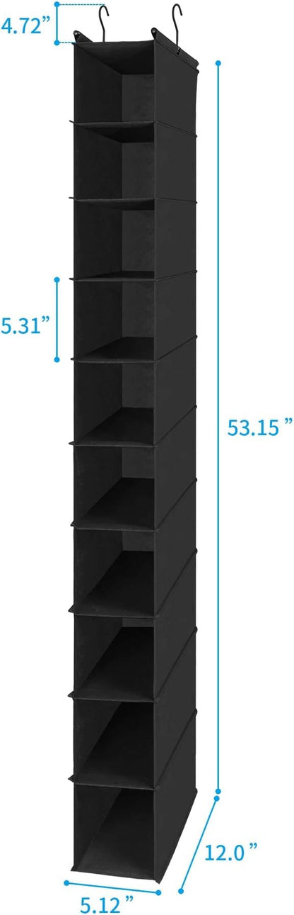 MAX Houser 10-Shelf Hanging Shoe Shelf Organizer, Hanging Shoe Storage for Closet (Black)