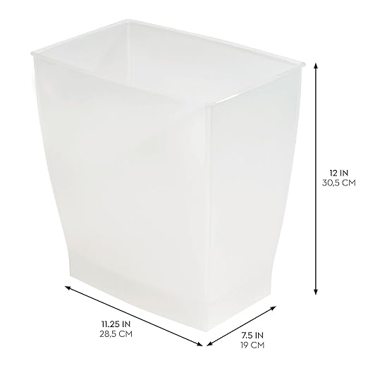 iDesign Small Rectangular Bathroom Trash Cans - Set of 4 - Frost