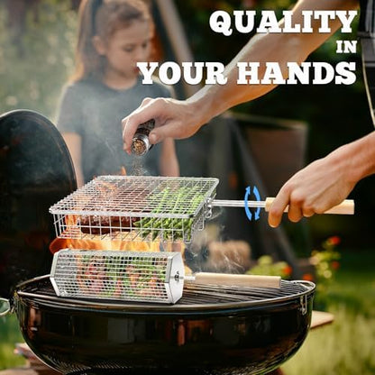 Grill Basket Set, BBQ Accessories, Outdoor Camping Cooking, Gifts for Men
