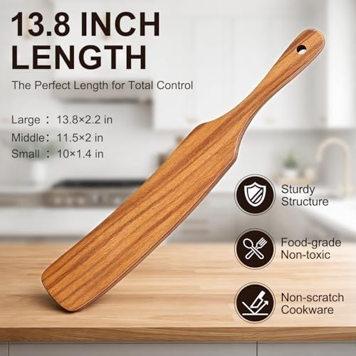 3 Pack Skinny Wooden Spurtle Set for Sourdough Starter Kit Accessories