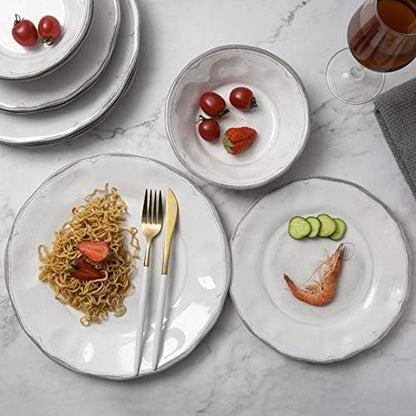 Melamine Dishes Dinnerware Sets - 12pcs Melamine Plate and Bowl Set White