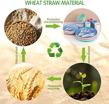 Supernal 32Piece Wheat Straw Dinnerware Set, Unbreakable Dishes Set for 8