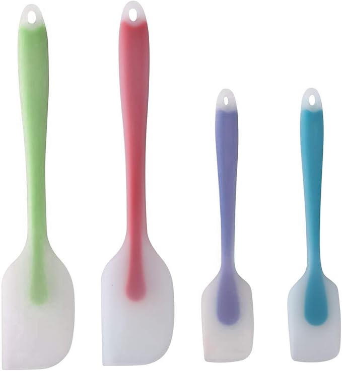 Silicone Spatulas Set of 4 - Heat Resistant Non-Stick Flexible Rubber with Solid Stainless Steel Core Kitchen Essential Gadget Premium Scraper Spoon Set - Seamless, Dishwasher Safe, 2 Size