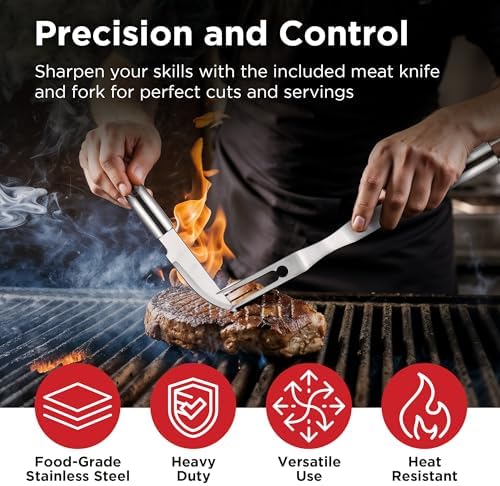 Kaluns BBQ Accessories, Complete Grill Set Grilling Gifts, 40 Pcs Premium Heavy Duty Stainless Steel Barbecue Grill Accessories for Outdoor Grill, Gifts for Dad