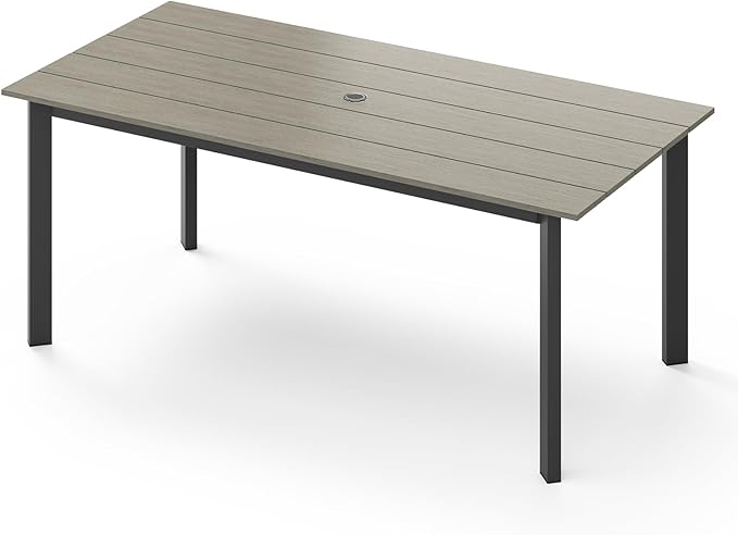 67"*32.3"*29.5" Patio Dining Table, Seamless Rectangle Aluminum + HDPS Outdoor