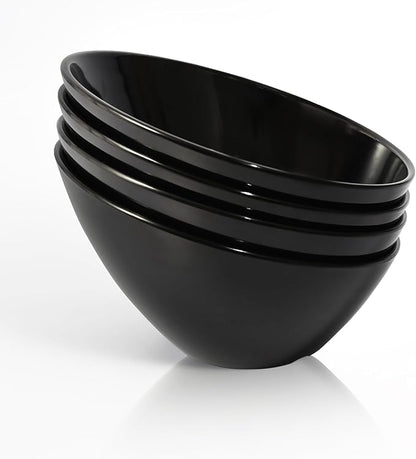 TP Salad Bowls Set of 4, 26 oz Melamine Serving Bowls for Pasta, Cereal, and Snacks, Lightweight and Durable, Dishwasher Safe, Black Bowls for Restaurant, Kitchen, Daily Use