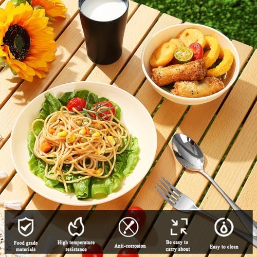 Kyraton Camping Utensils - Travel & Picnic Mess Kit, Silverware Set Includes Knife, Spoon, Fork, Cup, Bowl, Plate - Camping Essentials for 2