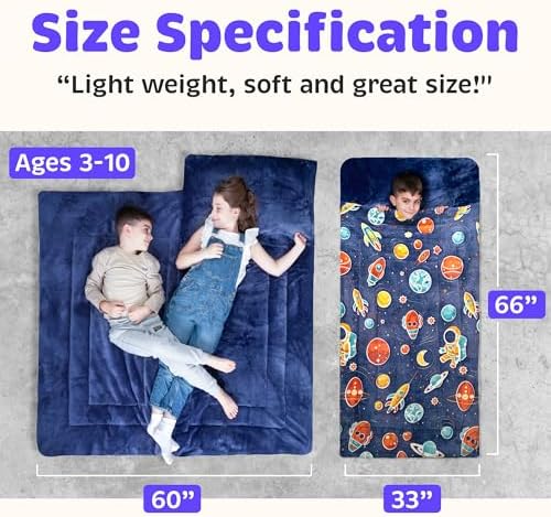Kids Sleeping Bag for Boys & Girls - Glow in The Dark for Ages 3+, Large With Pillow Pocket, Extra Soft Toddler Blanket (66" x 33")