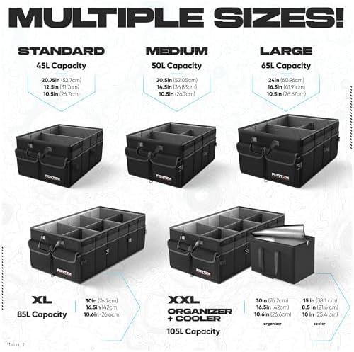 FORTEM Trunk Organizer - Foldable Car Organizer with Cooler for SUV, Trucks