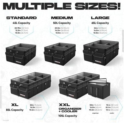 FORTEM Trunk Organizer - Foldable Car Organizer with Cooler for SUV, Trucks