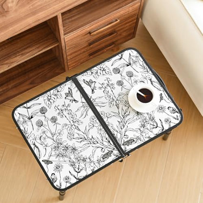 YihuiKo Small Camping Table, Vintage French Floral Pattern Folding Table