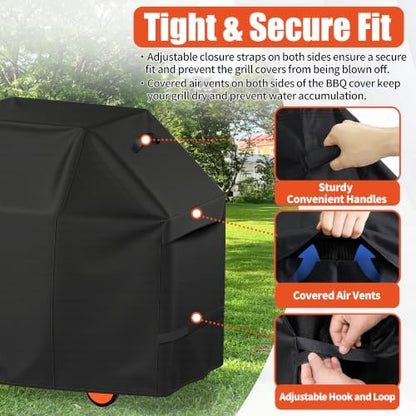 iCOVER Grill Cover 50 inch, BBQ Grill Cover for Outdoor Grill, 600D Heavy Duty Waterproof BBQ Cover, Anti-UV and Rip-Proof Barbecue Cover, Gas Grill Cover for Weber, Char-Broil, Nexgrill, etc