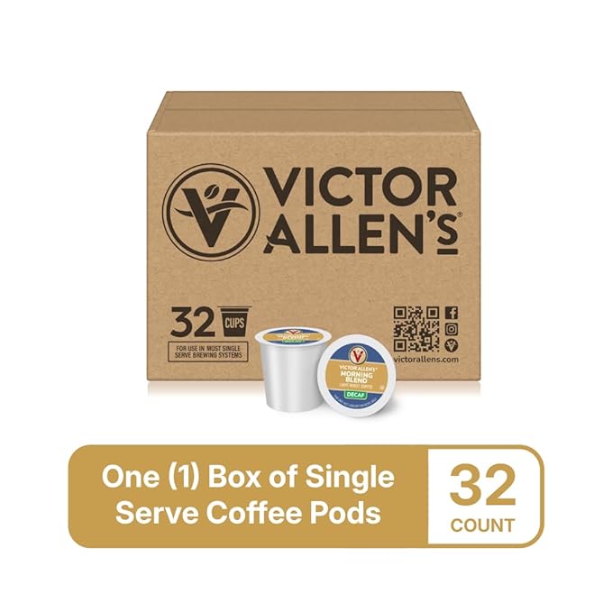Victor Allen's Coffee Decaf Morning Blend, Light Roast, 32 Count, Single Serve Coffee Pods for Keurig K-Cup Brewers