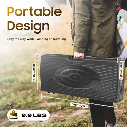2-Burner Camping Stove, Portable Butane Gas Cooker with Carry Case for Outdoor Camping Countertop Cooking, 3924 BTU, Electronic Ignition, Protection Valve (With Baking Pan)