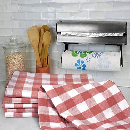 Urban Villa Cloth Napkins Rust Checks Dinner Napkins Set of 12 20X20 100% Cotton Absorbent Washable Durable Reusable Cloth Napkins Ideal for Farmhouse Party Thanksgiving Harvest Fall Dinner Napkins