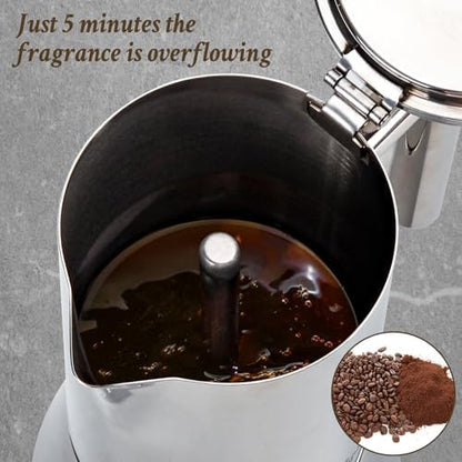 LAOION Stovetop Espresso Maker, 12Cup 17.5 oz Moka Pot, Stainless Steel