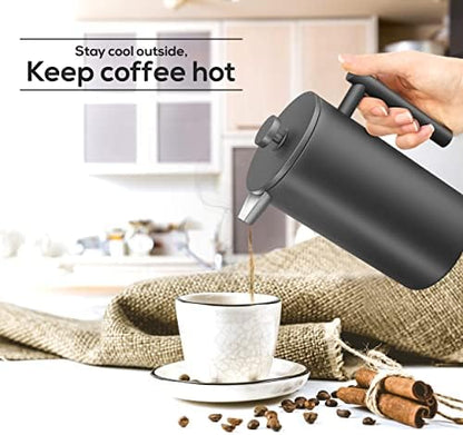 Utopia Kitchen 304 Grade Stainless Steel French Press 50 Oz, Black