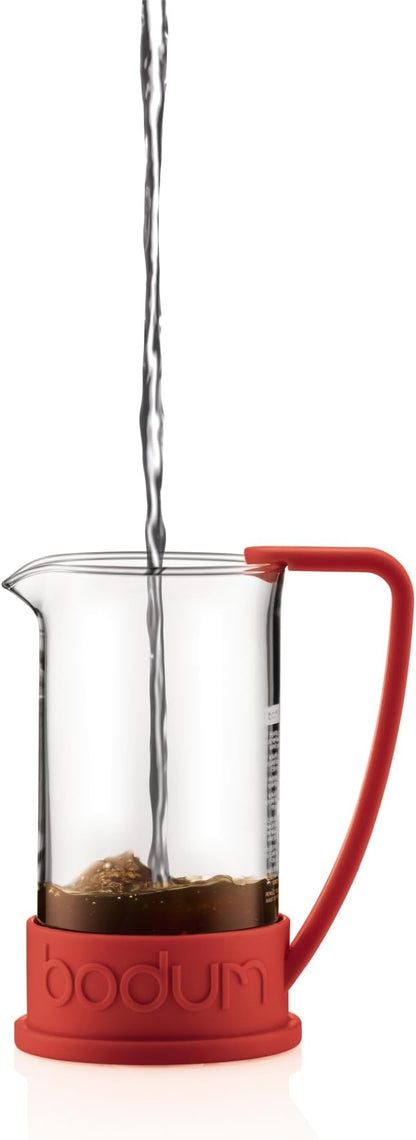 Bodum 34oz Brazil French Press Coffee Maker, High-Heat Borosilicate Glass, Red - Made in Portugal