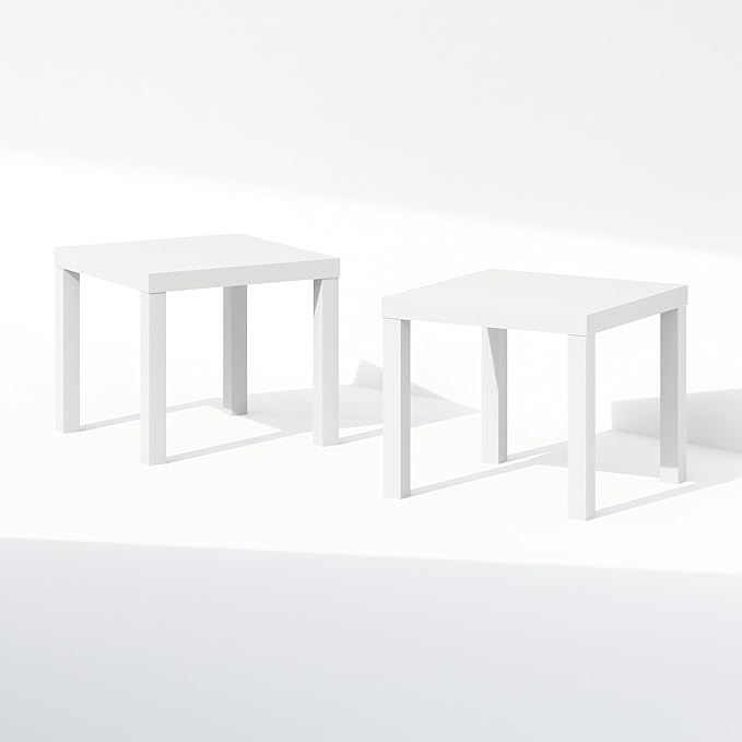Furinno Classic Coffee Table Set of 2, Square Modern Coffee Table