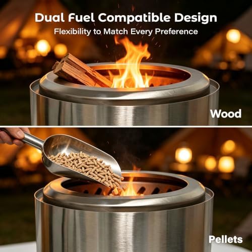 HGD Tabletop Fire Pit, Smokeless Firepit Outdoor, Mini Fire Pit for with Carry Bag for Camping Backyard Patio Garden Picnic, Silver