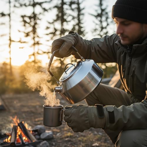 Camping Cookware Set 304 Stainless Steel Cooking Pots Pan Set with Travel Tote Bag for Camping Outdoor Kitchen Cooking Picnic for 4-6