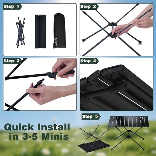 SUNNYFEEL Portable Camping Side Table - Folding Lightweight Beach Table