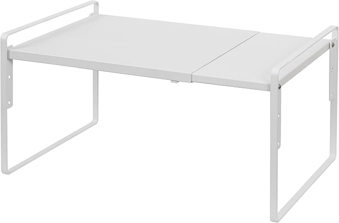 Nxconsu Cabinet Shelf Expandable Height Adjustable Shelf Organizer Riser for Kitchen Cabinet Pantry Cupboard Under Sink Countertop Organization Storage Space Saver Stackable Heavy Duty Metal White XL