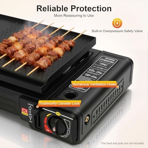 Portable Camping Stove 24,000 BTU Dual Burner Propane Gas Grill 24.8"