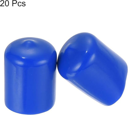 uxcell 20pcs Rubber End Caps 21mm ID Vinyl Round Tube Bolt Cap Cover Screw Thread Protectors Blue