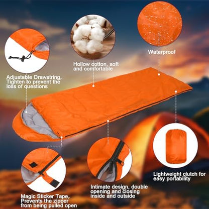 Macarrie 10 Pcs Bulk Sleeping Bags for Adults 0 Degree Waterproof Emergency Sleeping Bags with Compression Sack for Camping Hiking Backpacking Outdoor Activities