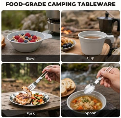 ALOCS 13pcs Camping Cookware Mess Kit, Portable Pots and Pans Cooking Set