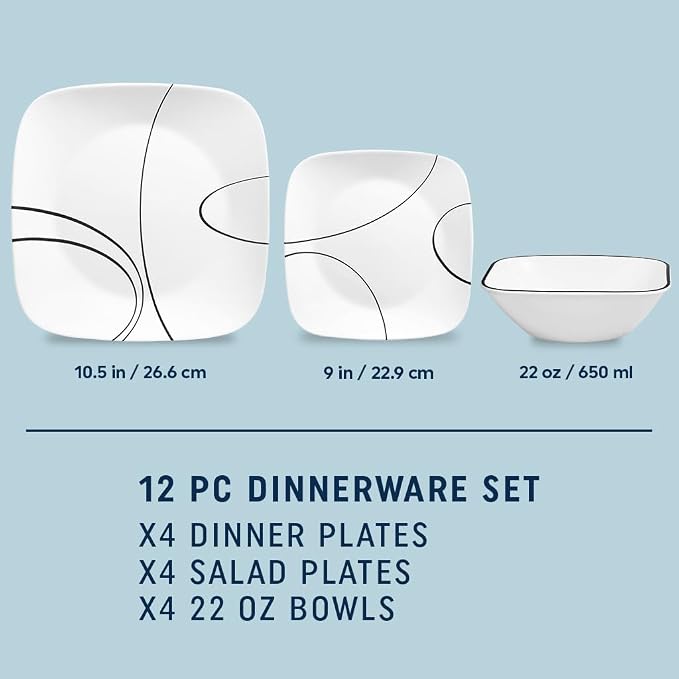 Corelle 18-Piece Service for 6 Dinnerware Set Triple Layer Glass and Chip