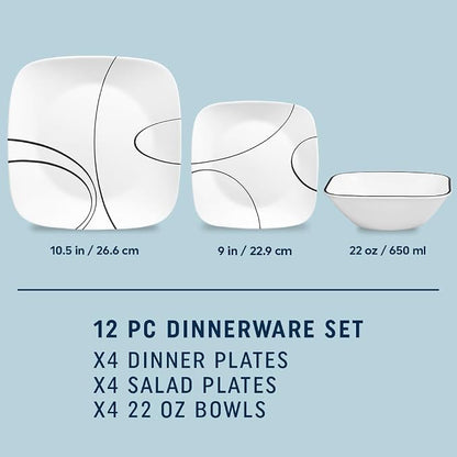 Corelle 18-Piece Service for 6 Dinnerware Set Triple Layer Glass and Chip