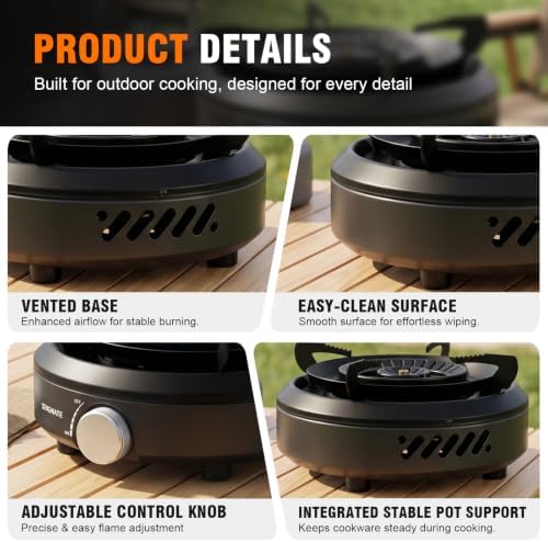 Portable Camping Stove, Powerful 3-Ring Burner, 20,500 BTU Camp Stove