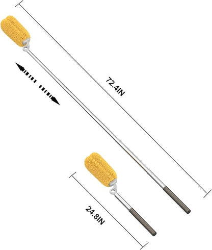 Long Handle Duster with 2 Replacement Heads, Washable Cleaning Duster Kit with Laundry Mesh Bag, Cobweb Duster, Extendable Dusting Tool for Home and Office