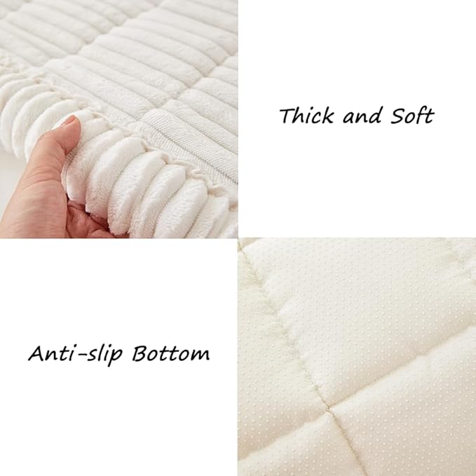 Couch Cover for Dogs Washable, Fuzzy Pet Couch Covers for 3 Cushion Sofa Pet Friendly, Non Slip Sofa Cover (White, 27.6" x 59"/70 x 150cm)