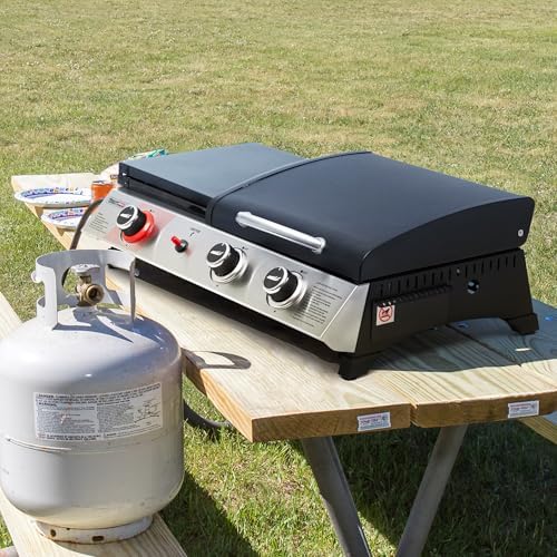 Royal Gourmet PD1305H 3-Burner Propane Gas Grill, Griddle Combo with Lid
