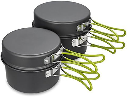 Gutsdoor Camping Cookware Set Camping Gear Campfire Utensils Non-Stick Cooking Equipment Lightweight Stackable Pot Pan Bowls with Storage Bag for Outdoor Hiking