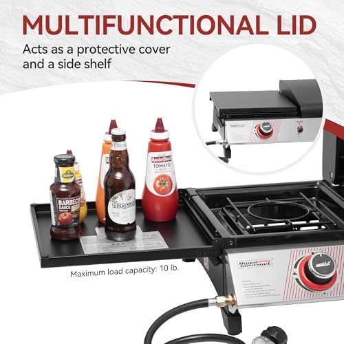 Royal Gourmet PD1305H 3-Burner Propane Gas Grill, Griddle Combo with Lid