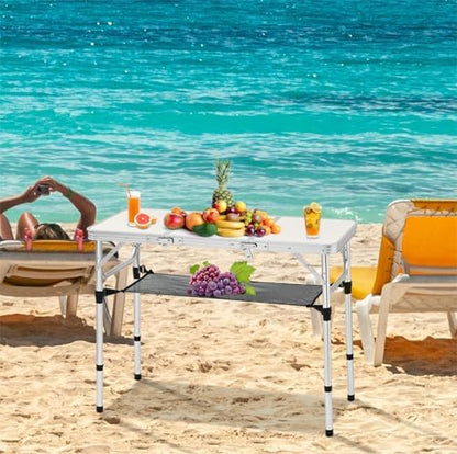 YihuiKo Folding Table with Storage Net, Lightweight Portable Picnic Table